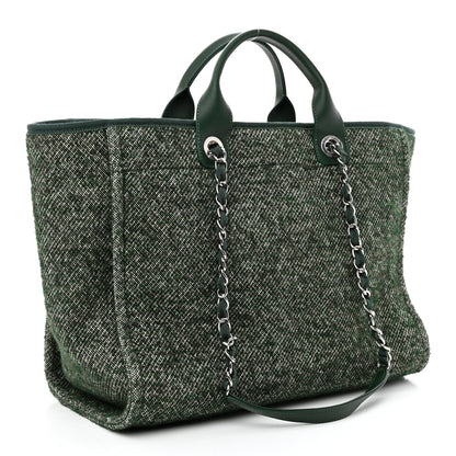 Chanel Mixed Fibers Calfskin Medium Deauville Tote Green 2 of 9