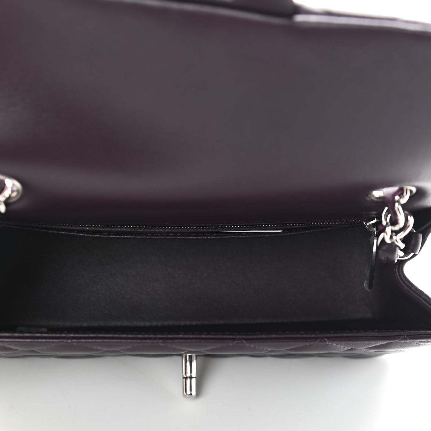 Lambskin Quilted Mini Rectangular Flap Dark Purple