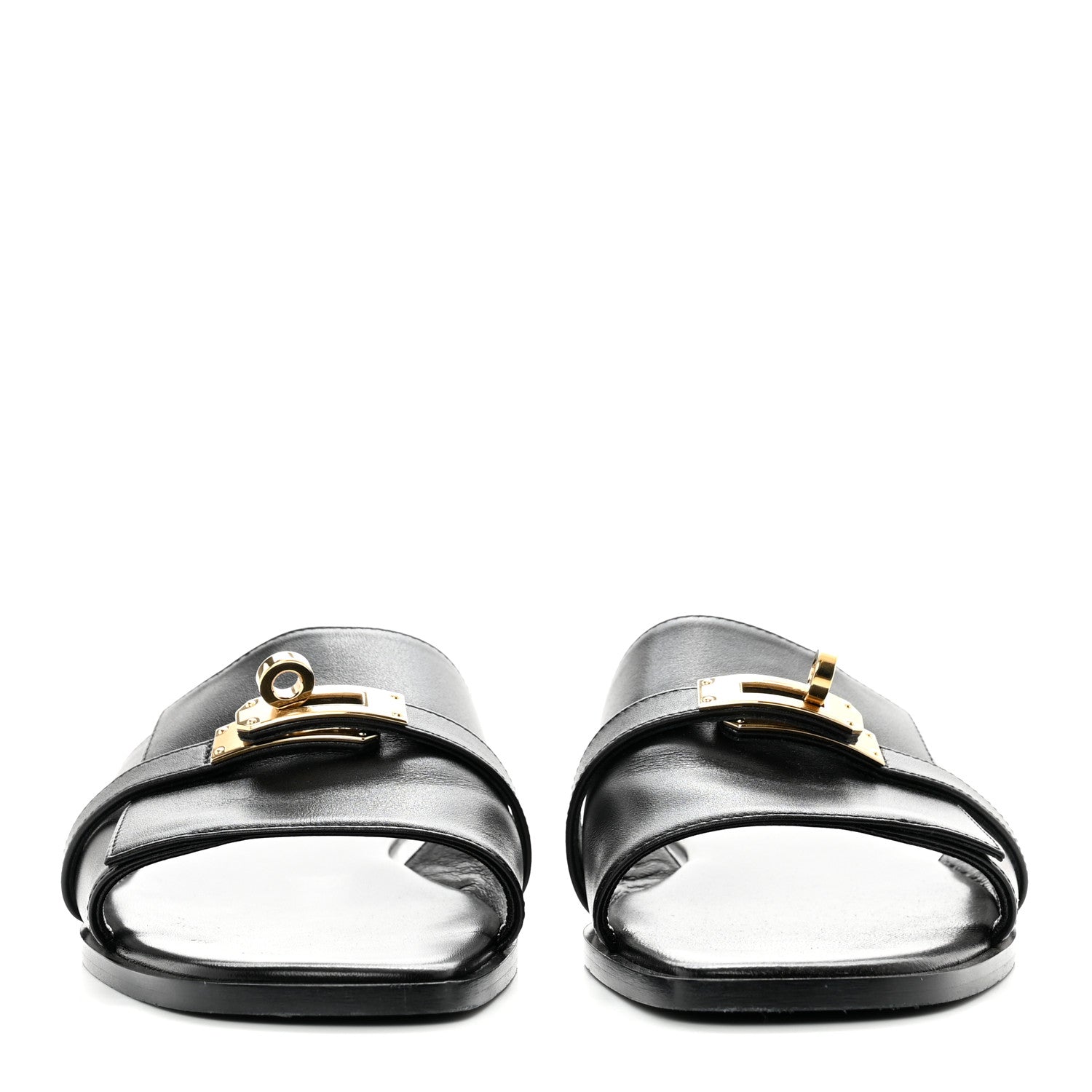 Hermes Calfskin Giulia Sandals 40.5 Black 2 of 8