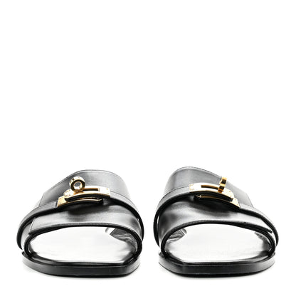 Hermes Calfskin Giulia Sandals 40.5 Black 2 of 8