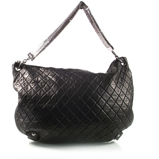 Lambskin Chain Mail Hobo Black