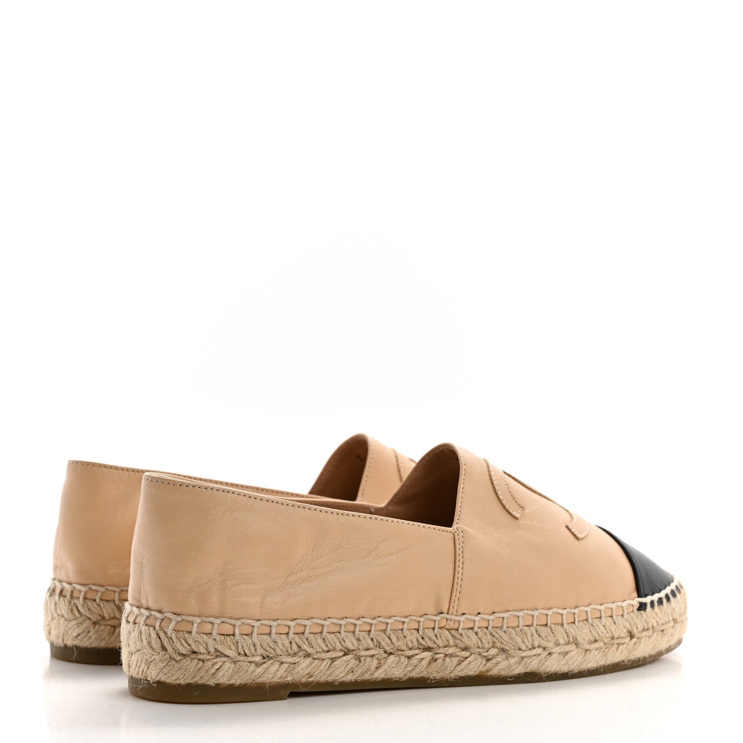 Chanel Lambskin CC Espadrilles 38 Beige Black 4 of 9