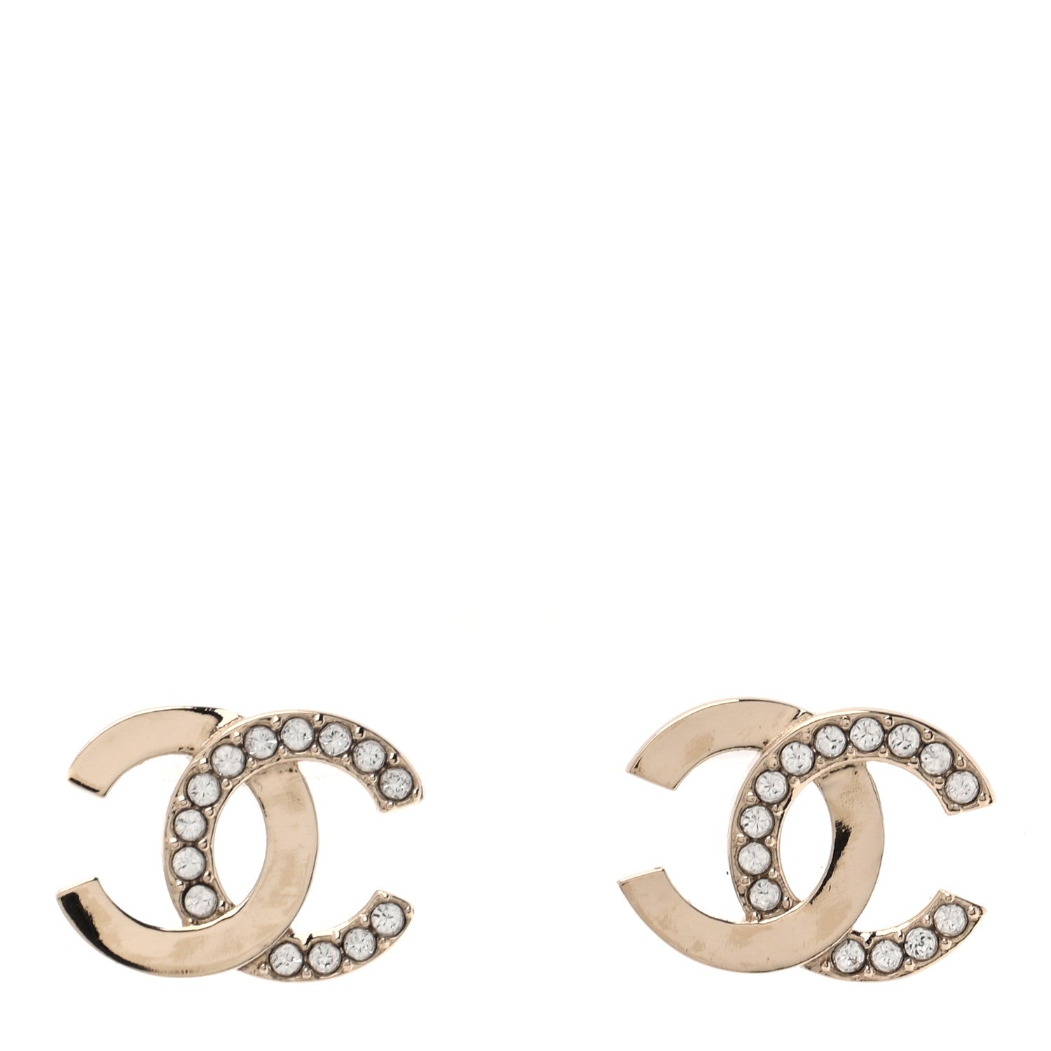Chanel Metal Crystal CC Earrings Gold 1 of 5