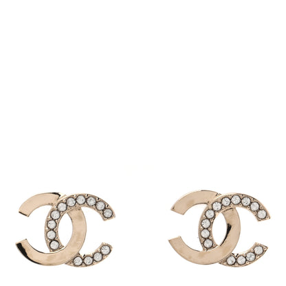 Chanel Metal Crystal CC Earrings Gold 1 of 5
