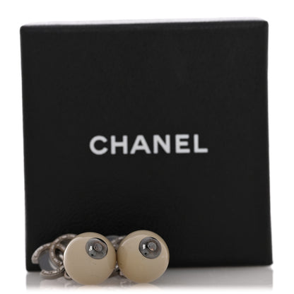 Chanel Crystal Bead CC Drop Earrings Ruthenium Grey 5 of 5