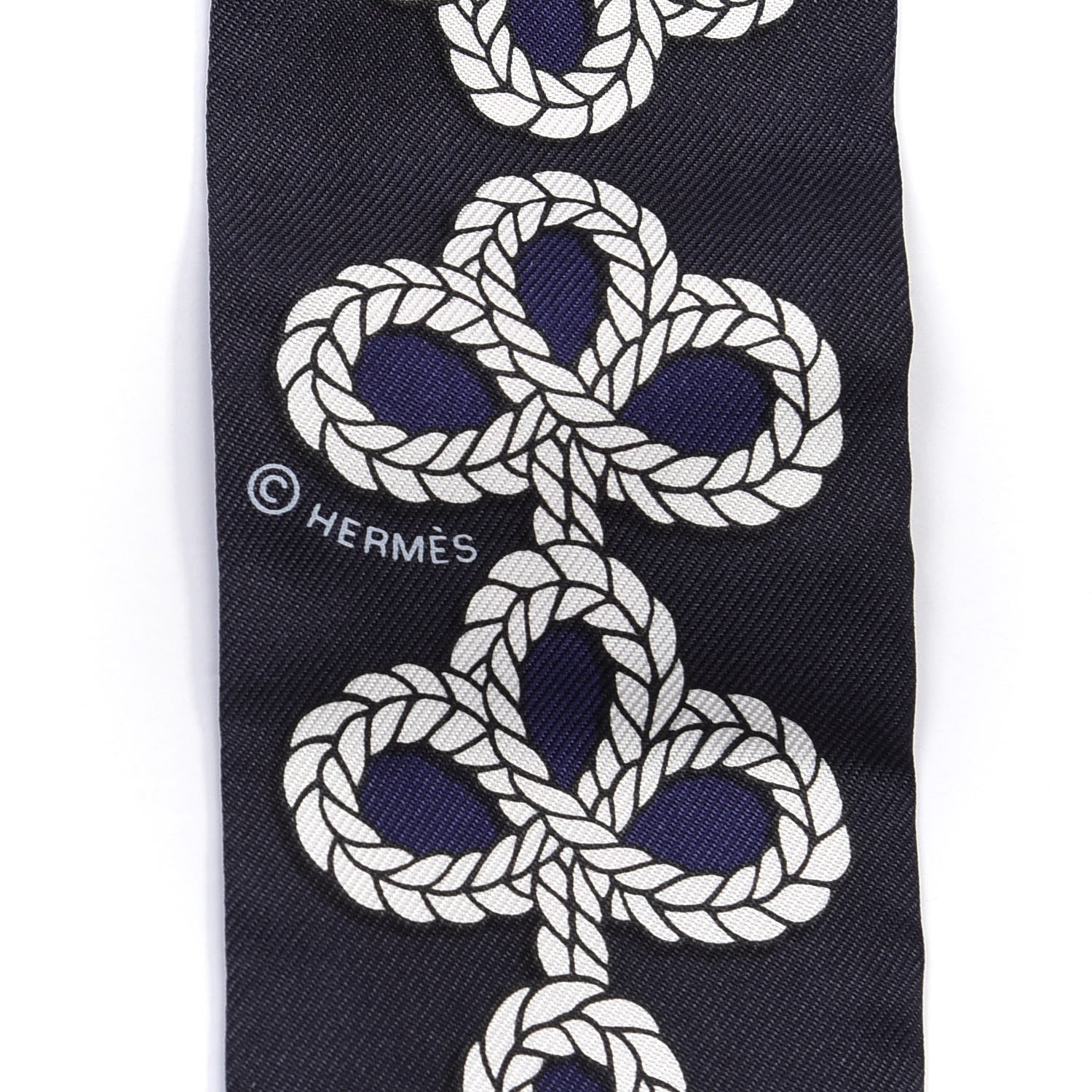 Hermes Silk Galons Et Brandebourg Twilly Indigo Rouge Vif Marine 3 of 4