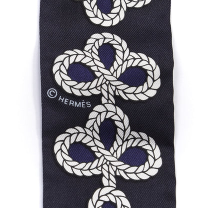 Hermes Silk Galons Et Brandebourg Twilly Indigo Rouge Vif Marine 3 of 4