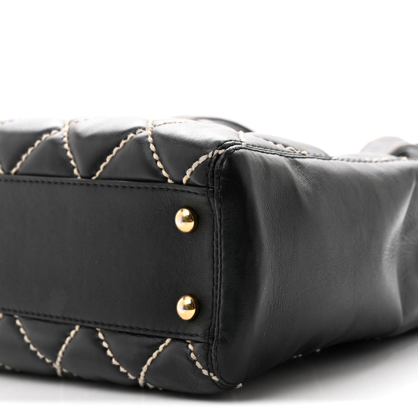 Calfskin Wild Stitch Medium Tote Black