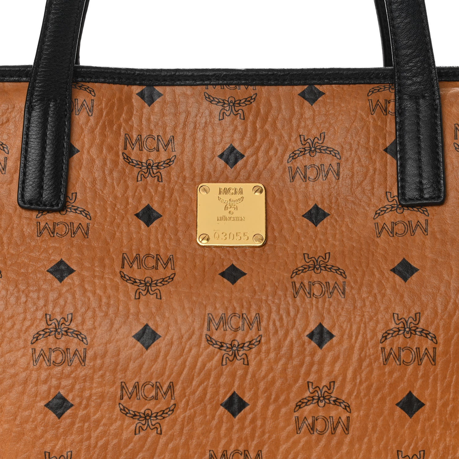 MCM Visetos Medium Shopper Tote Cognac Black 10 of 10