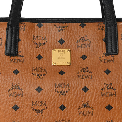 MCM Visetos Medium Shopper Tote Cognac Black 10 of 10