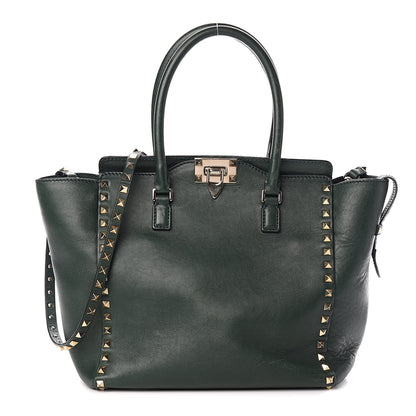 Valentino Garavani Vitello Rockstud Double Handle Tote Green 1 of 15