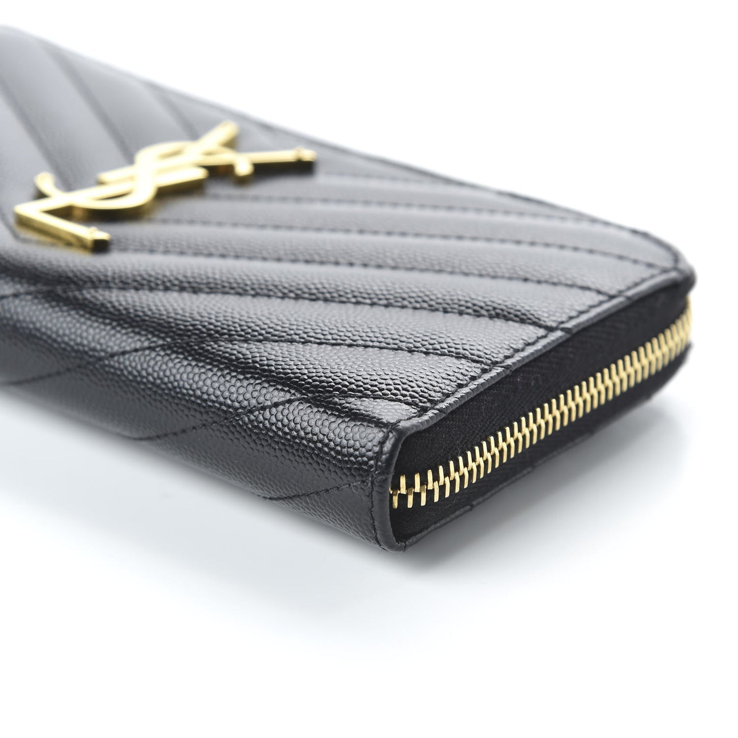 Grain De Poudre Matelasse Chevron Monogram Zip Around Wallet Black