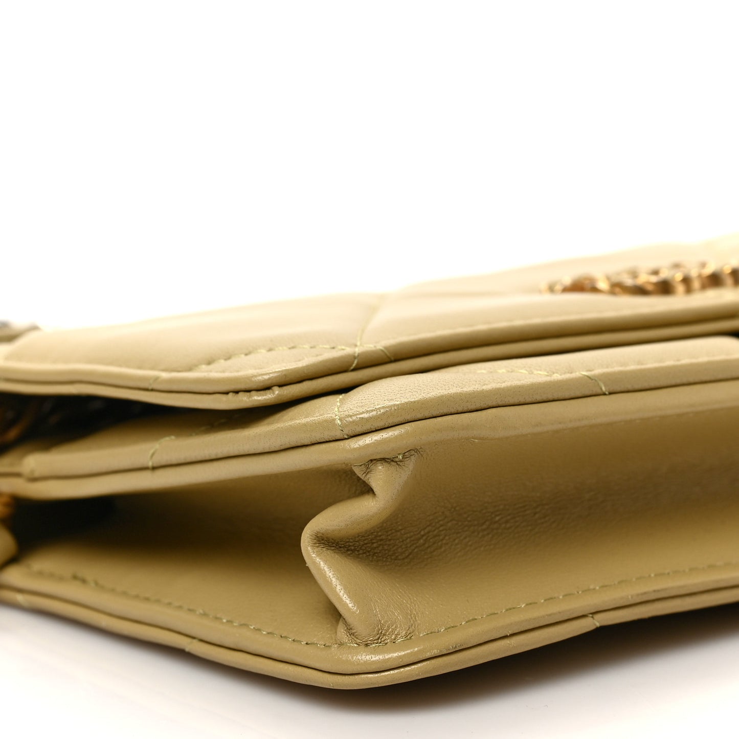 Lambskin Quilted Chanel 19 Wallet On Chain WOC Light Green