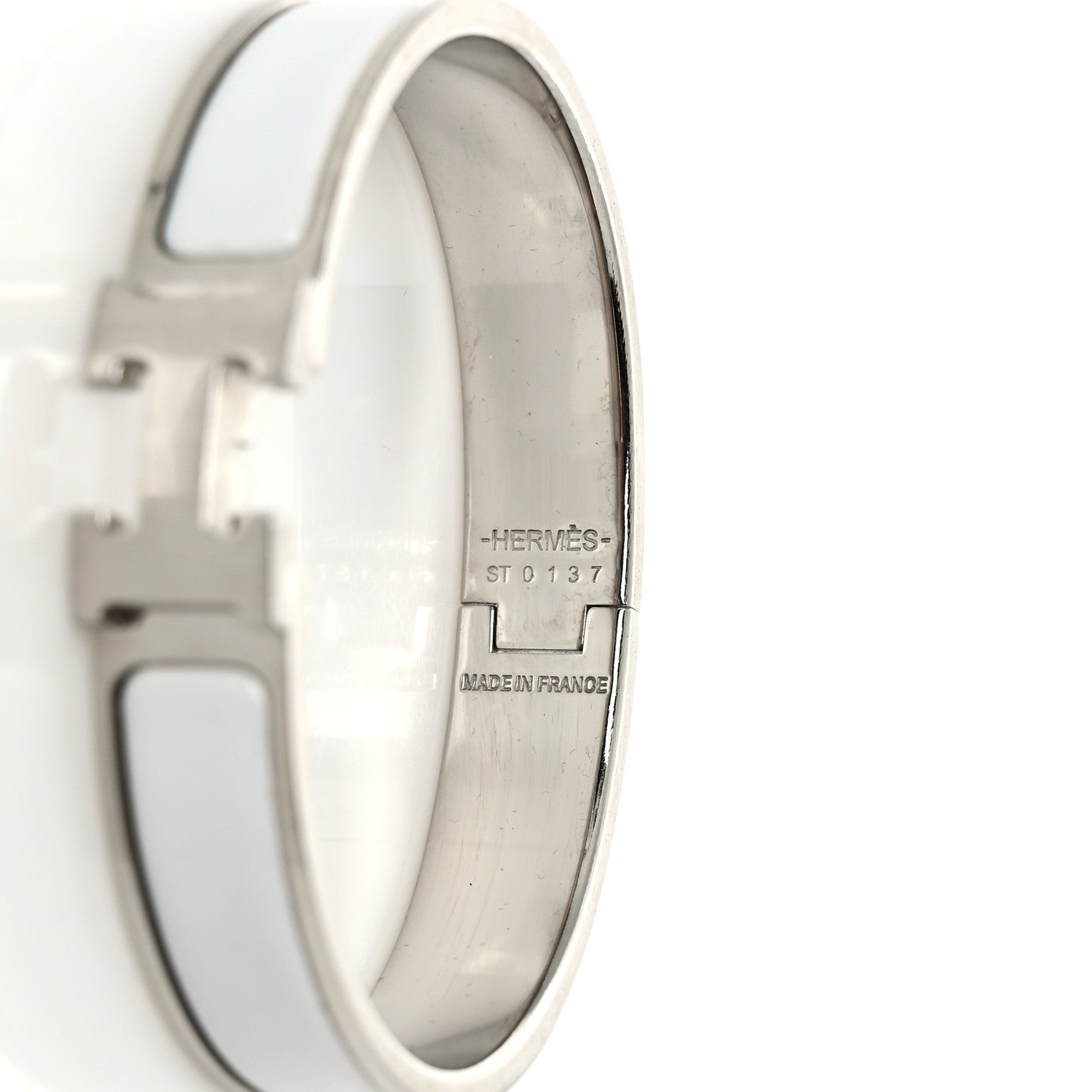 Hermes Enamel Narrow Clic Clac H Bracelet GM White 4 of 5