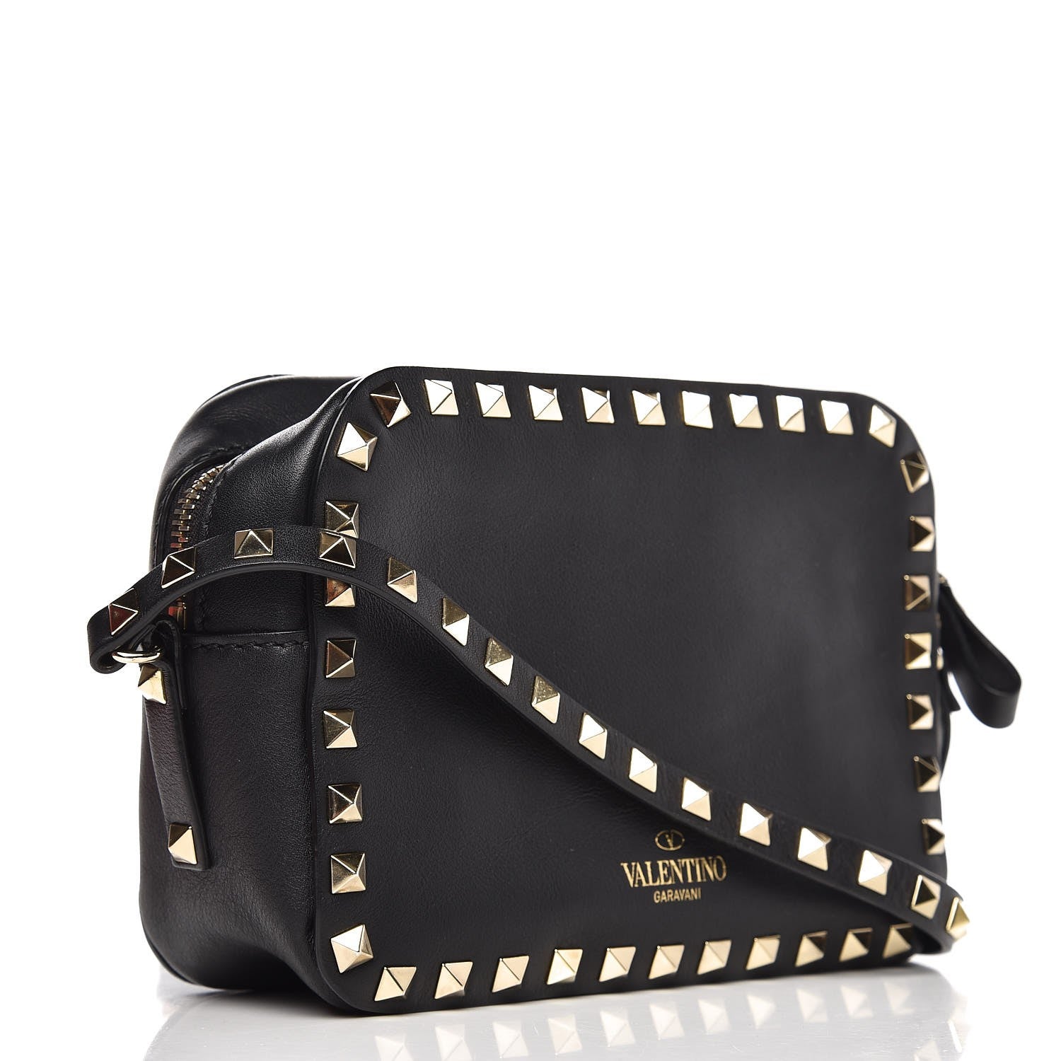 Valentino Garavani Calfskin Rockstud Camera Crossbody Bag Black 3 of 8
