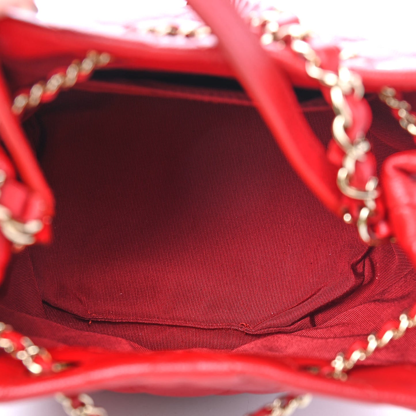 Caviar Quilted Rolled Up Bucket Drawstring Bag Red