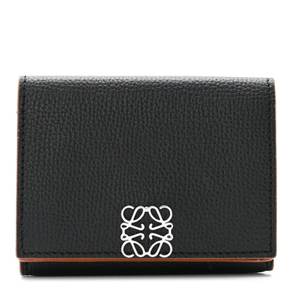 Loewe Grained Calfskin Anagram Trifold Wallet Black 1 of 7