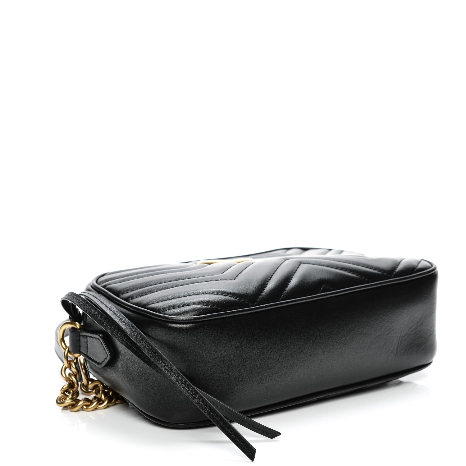 Gucci Calfskin Matelasse Small GG Marmont Chain Shoulder Bag Black 4 of 7
