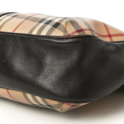 Burberry Haymarket Check Buckle Shoulder Bag Dark Brown 9 of 19