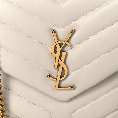 Saint Laurent Calfskin Y Quilted Monogram Medium Loulou Chain Satchel Blanc Vintage 16 of 17