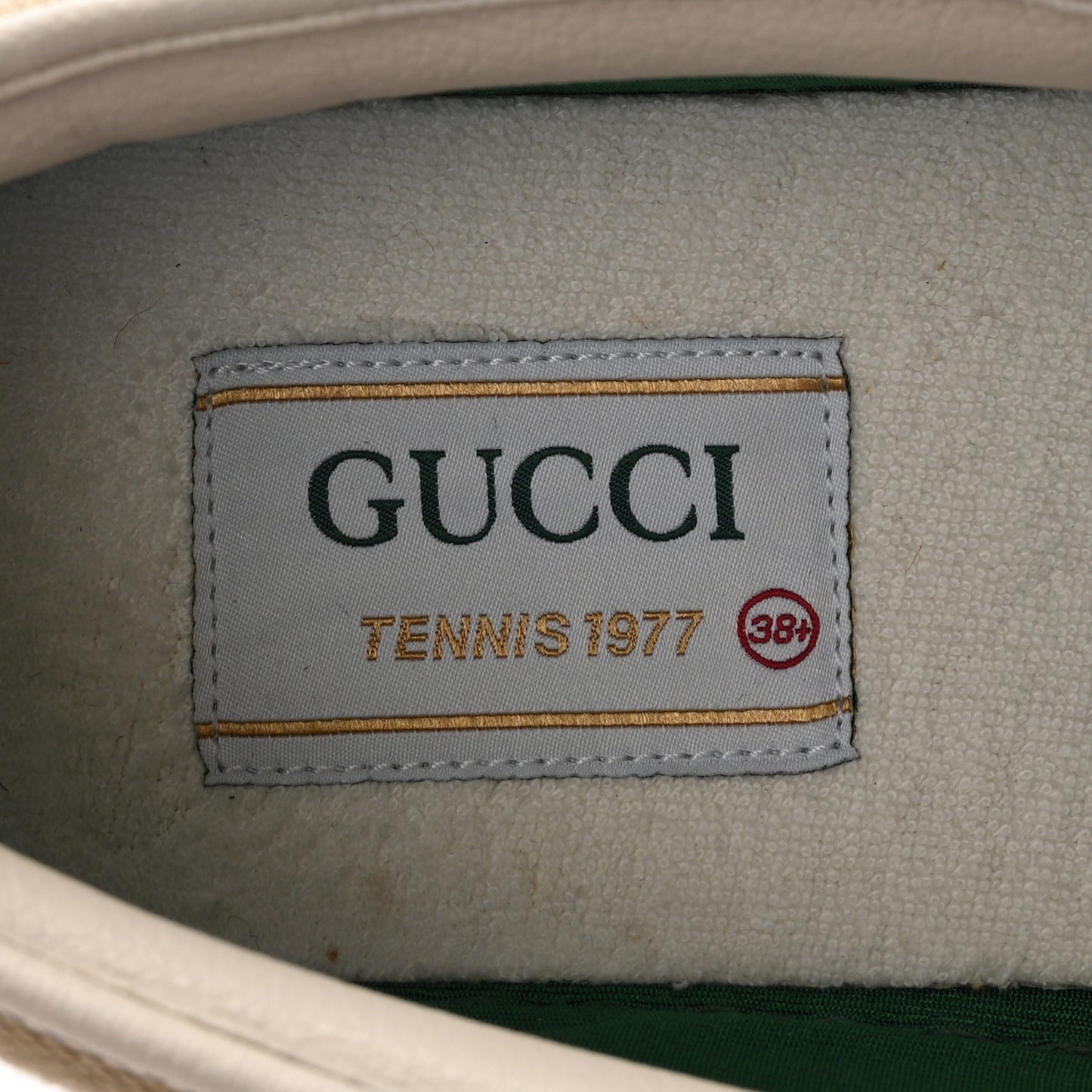 GG Monogram Womens 1977 Tennis Slip On 30mm Sneakers 38.5 Beige Ebony Mystic White