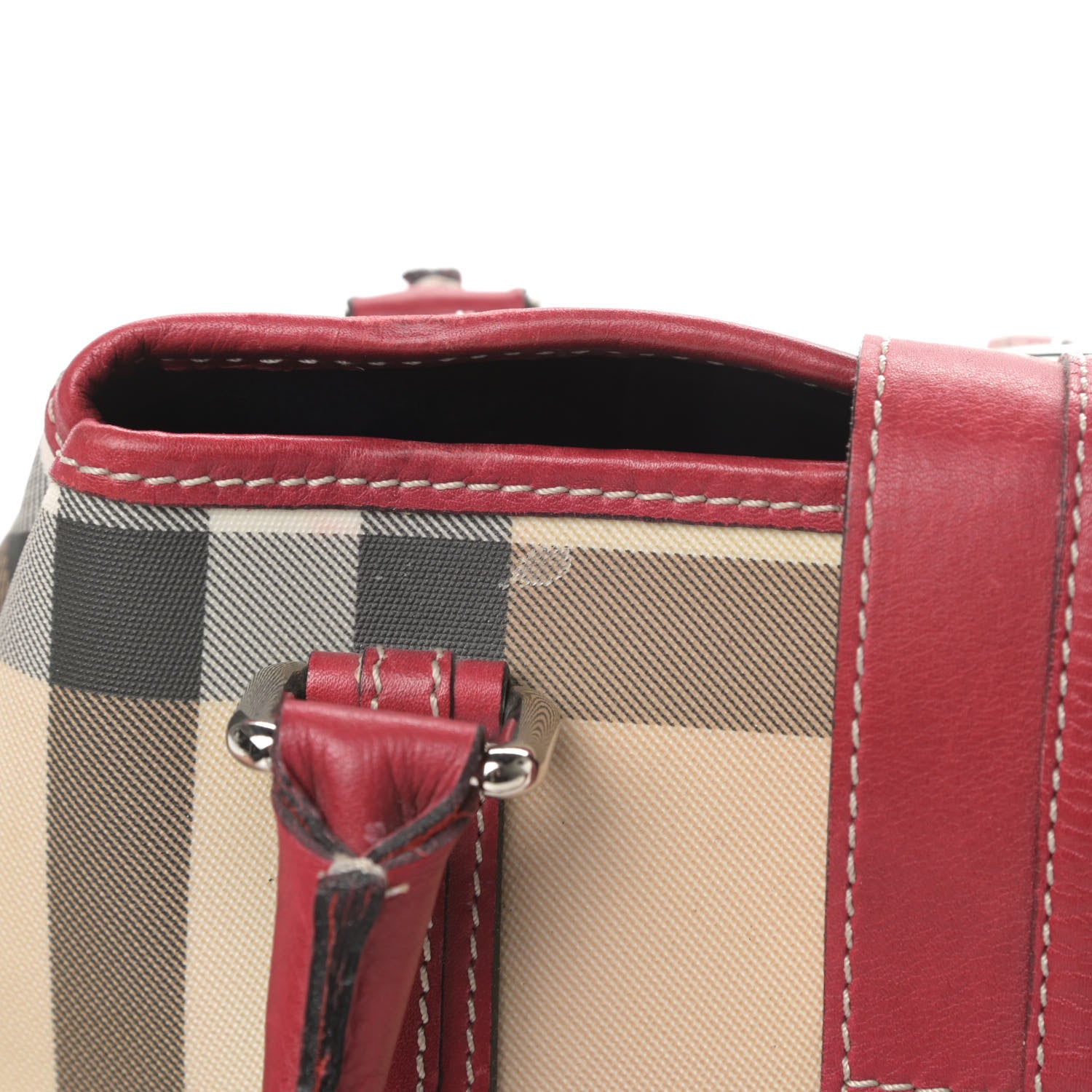 Burberry House Check Top Handle Bag Red 18 of 19