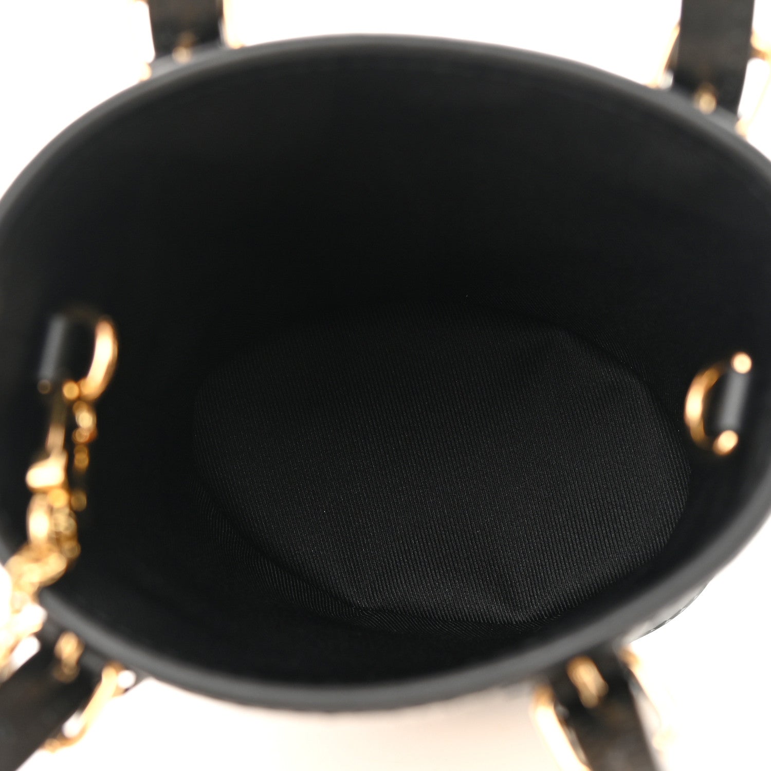 Louis Vuitton Cotton Calfskin Monogram Nano Bucket Bag Black 6 of 11