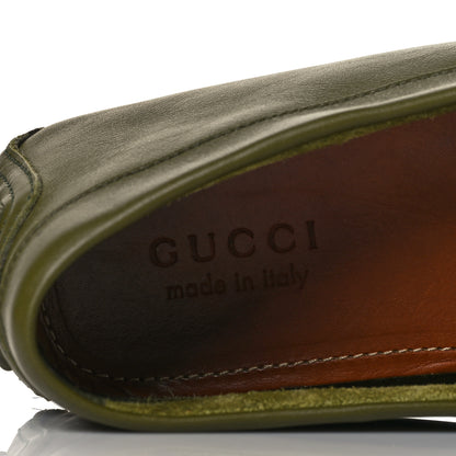 Gucci Soft Clove Calfskin Monochrome Mens Interlocking G Driver Loafers 11 Juniper Green 7 of 13