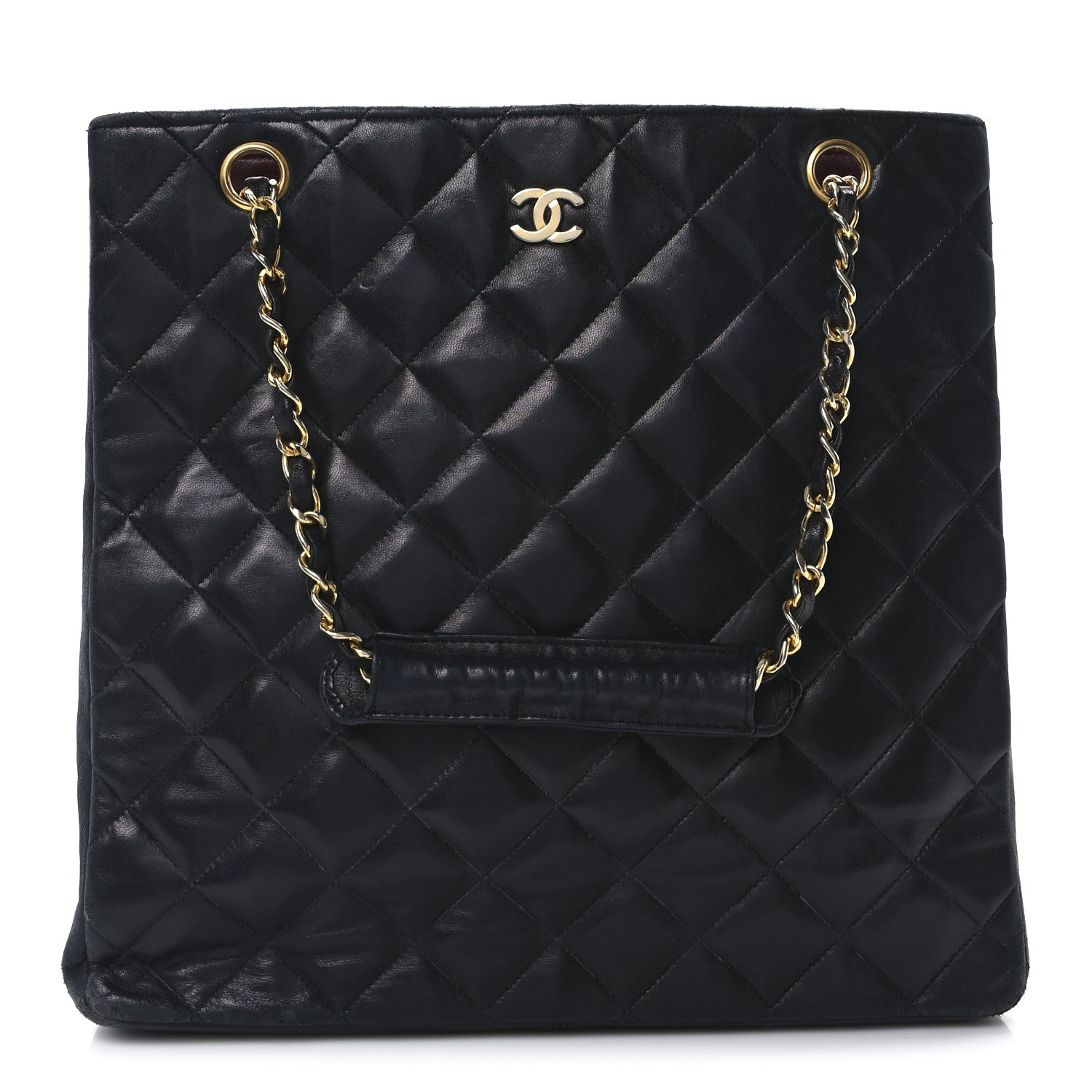 Chanel Lambskin Quilted Shopping Tote Black 1 of 10
