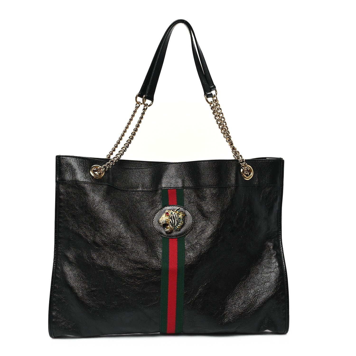 Gucci Calfskin Large Rajah Chain Tote Black 1 of 13