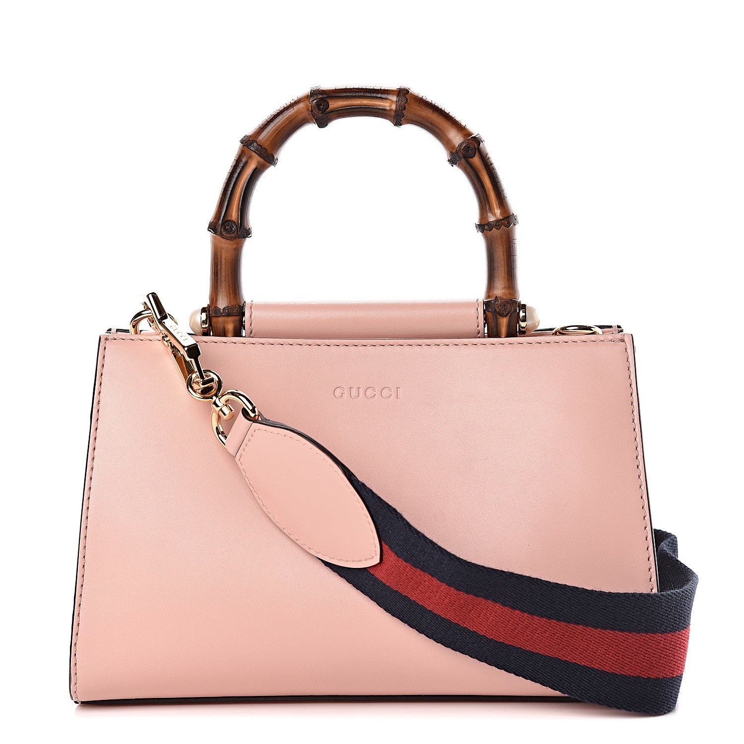 Gucci Nappa Bamboo Web Mini Nymphaea Top Handle Bag Perfect Pink Mystic White 1 of 12