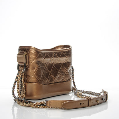 Chanel Aged Calfskin Quilted Small Gabrielle Hobo Bronze 2 of 9