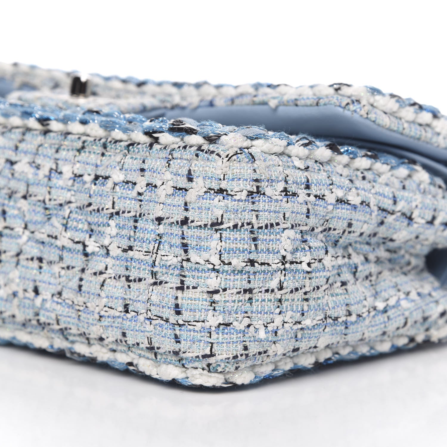 Chanel Tweed Quilted Medium Double Flap Blue White 9 of 10