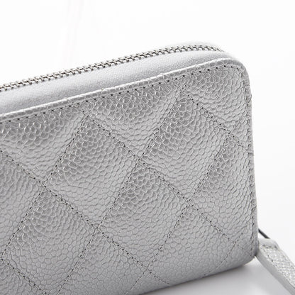 Chanel Metallic Caviar Quilted Zip Coin Purse Silver 11 of 11