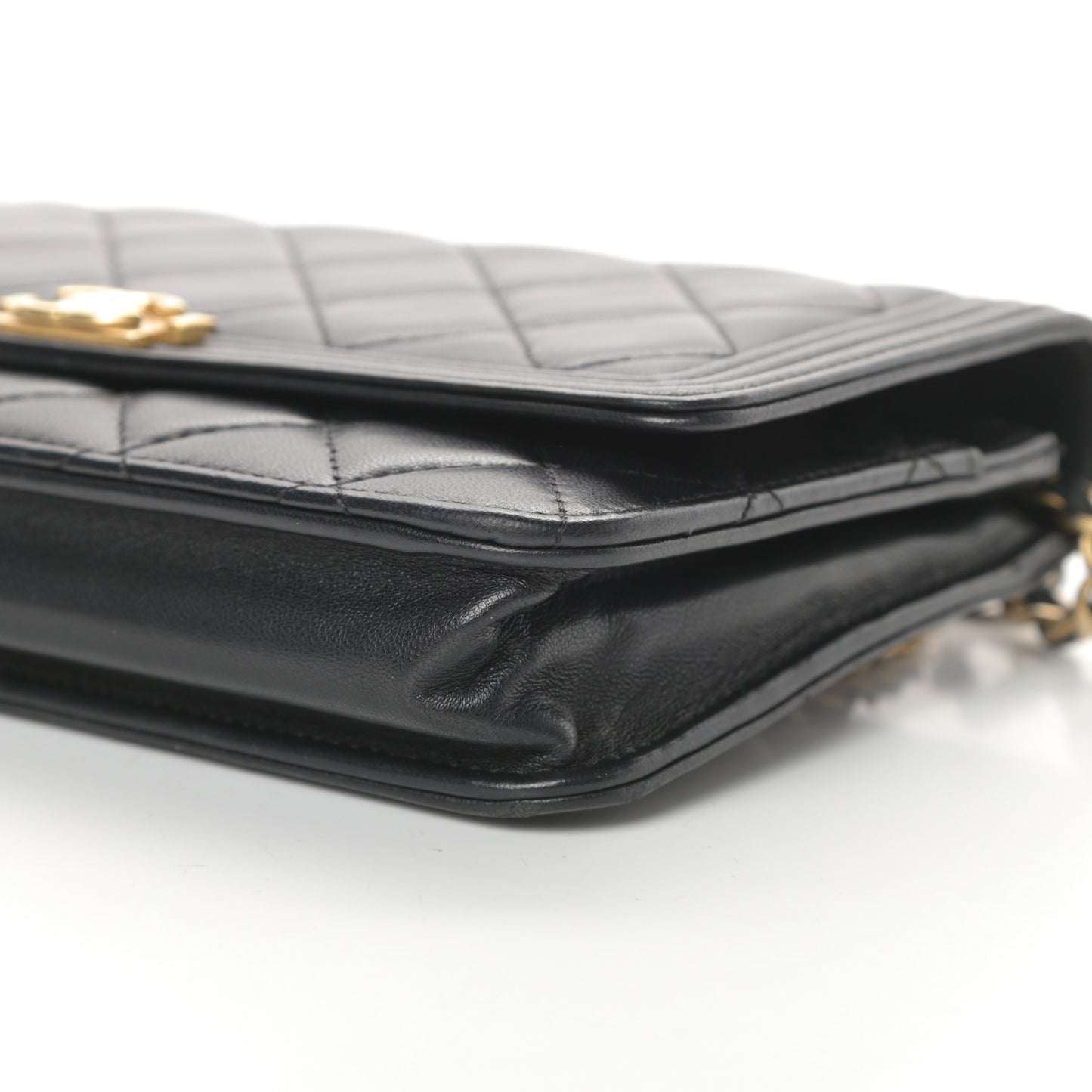 Lambskin Quilted Boy Wallet On Chain WOC Black