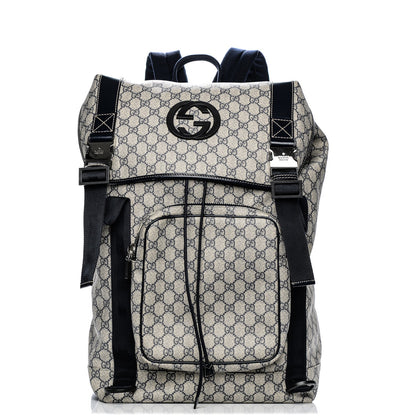 Gucci GG Supreme Monogram Large Interlocking G Double Buckle Backpack Navy 1 of 7
