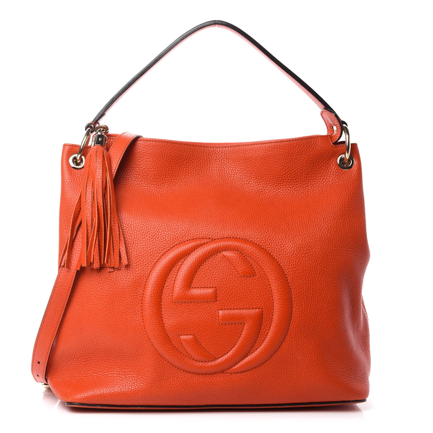 Gucci Pebbled Calfskin Large Soho Hobo Sun Orange 1 of 12