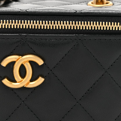 Chanel Goatskin Quilted Punk Essentials Vanity Case With Chain Black 8 of 11