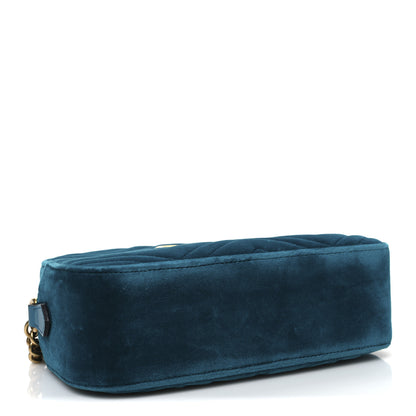 Gucci Velvet Matelasse Small GG Marmont Chain Shoulder Bag Pavone Cyan 4 of 10