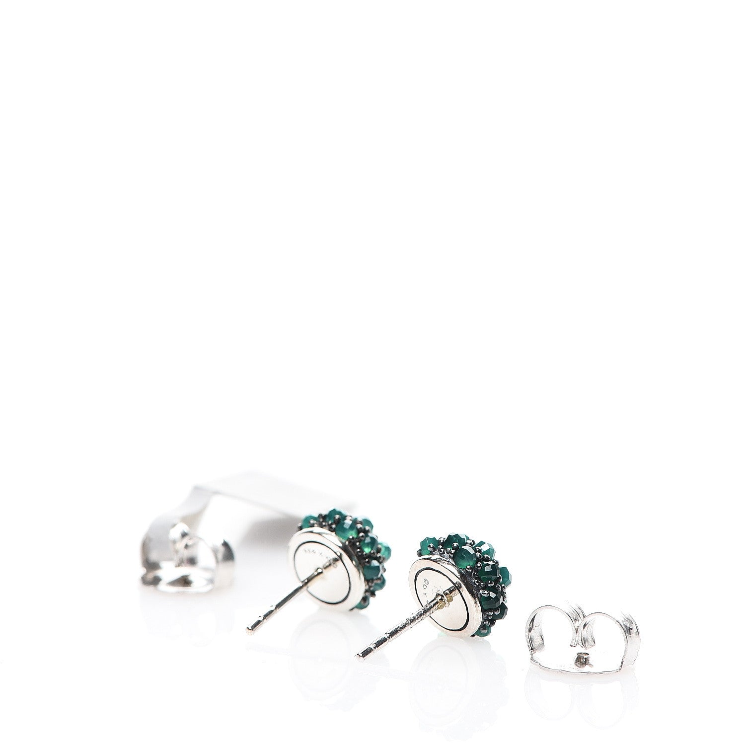 David Yurman Sterling Silver Green Onyx Cable Berries Earrings 3 of 4