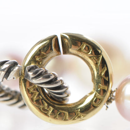 David Yurman Sterling Silver 18K Yellow Gold Freshwater Pearl 5-9.5mm Bracelet 6 of 6