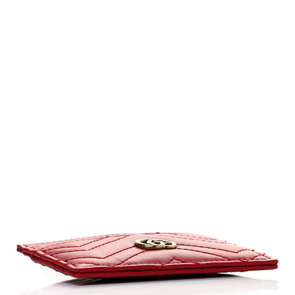 Gucci Calfskin Matelasse GG Marmont Card Holder Hibiscus Red 3 of 4