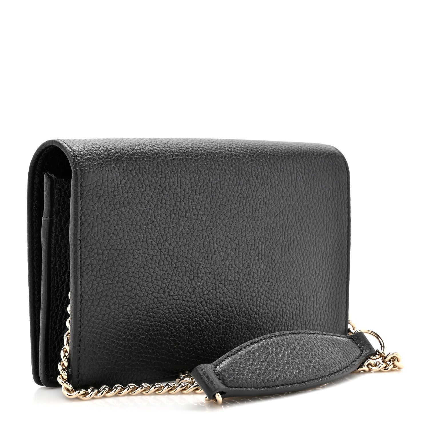 Gucci Pebbled Calfskin Soho Wallet On Chain Black 3 of 10