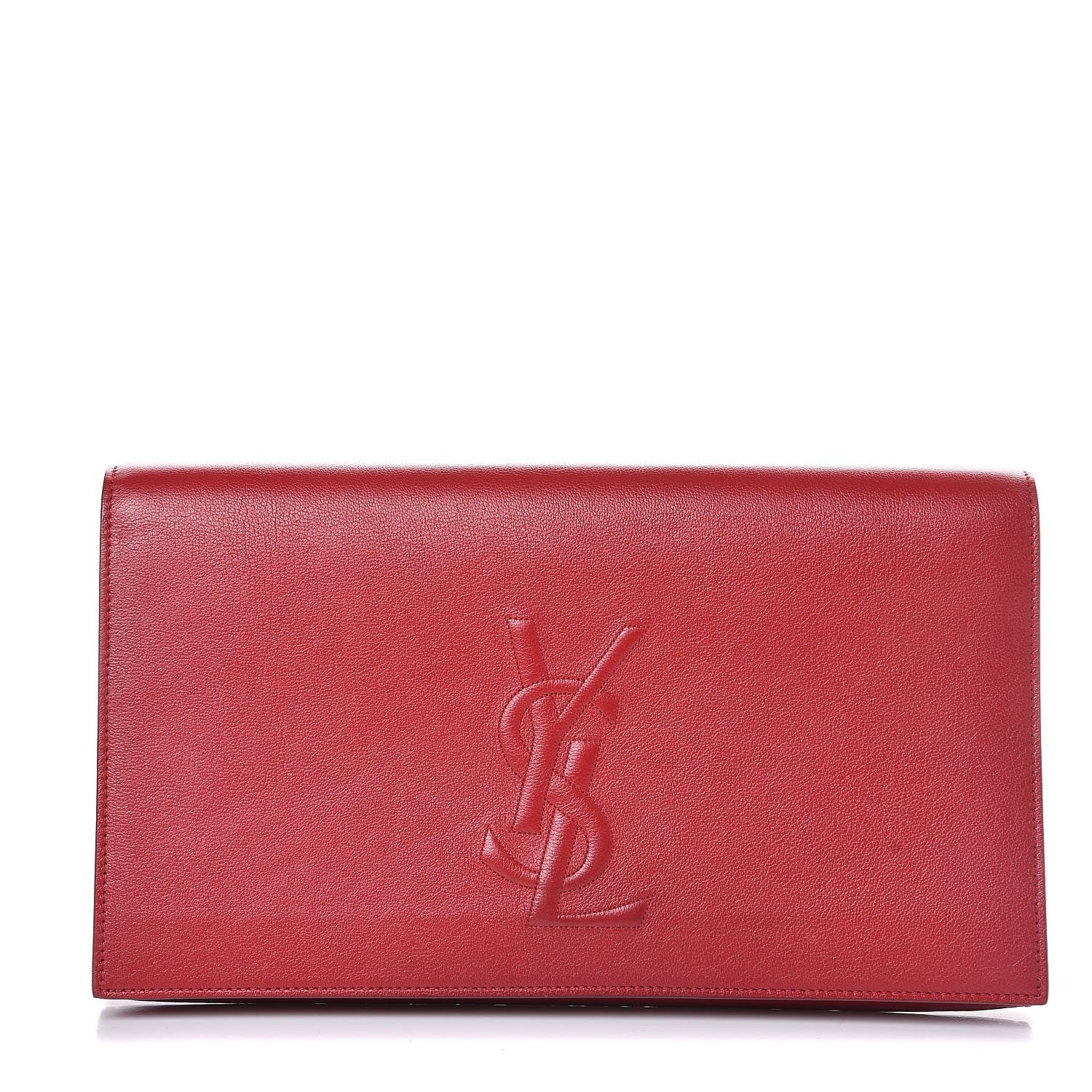 Saint Laurent Calfskin Monogram Large Belle De Jour Clutch Red 1 of 8