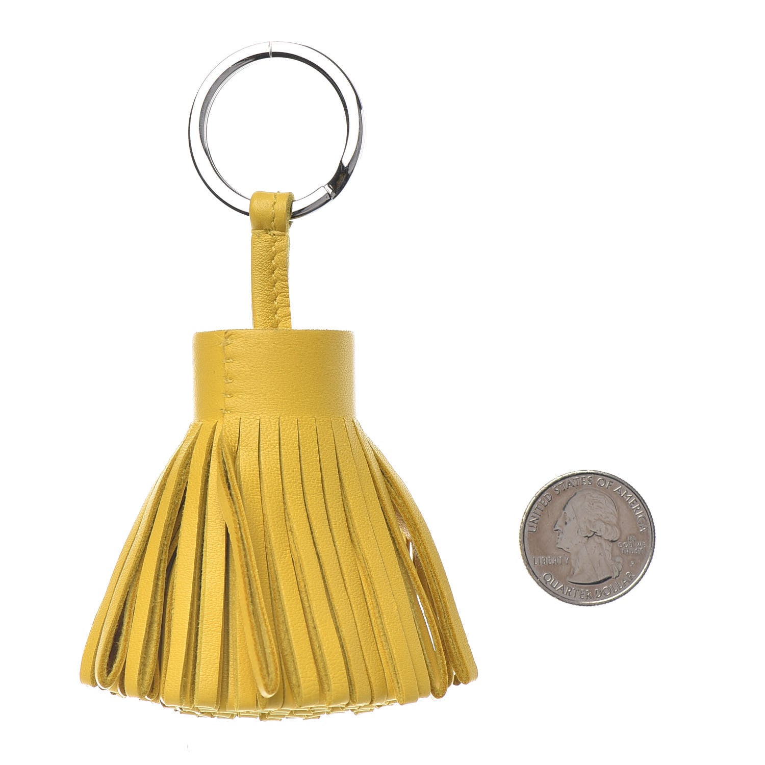 Hermes Lambskin Carmen Tassel Key Holder Jaune De Naples 2 of 3