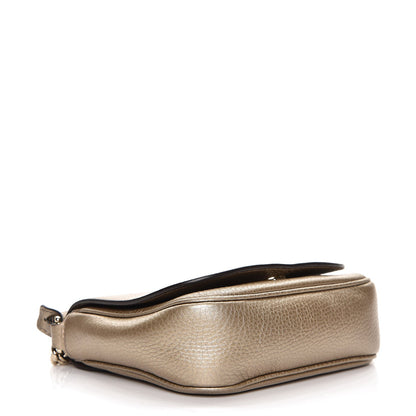 Gucci Metallic Pebbled Calfskin Small Soho Flap Crossbody Golden Beige 4 of 7