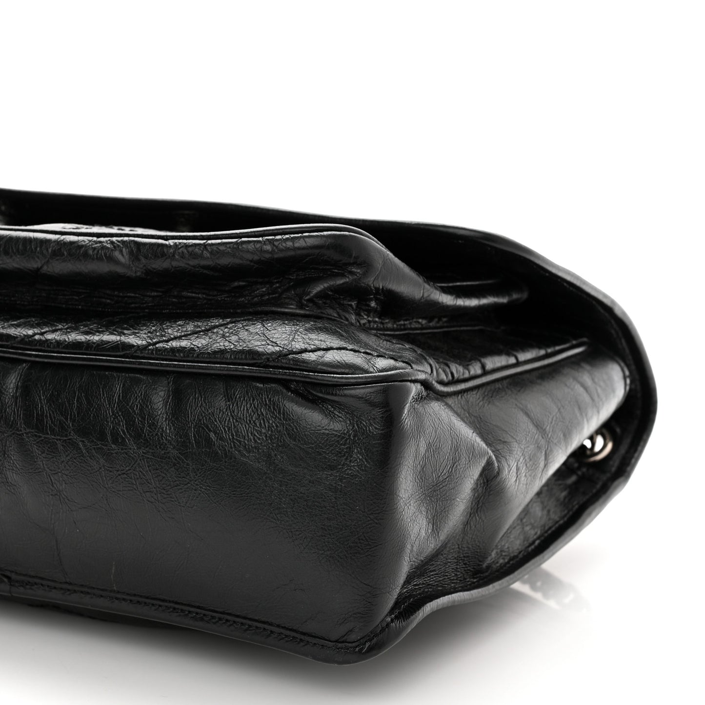 Crinkled Calfskin Matelasse Monogram Large Niki Chain Satchel Black