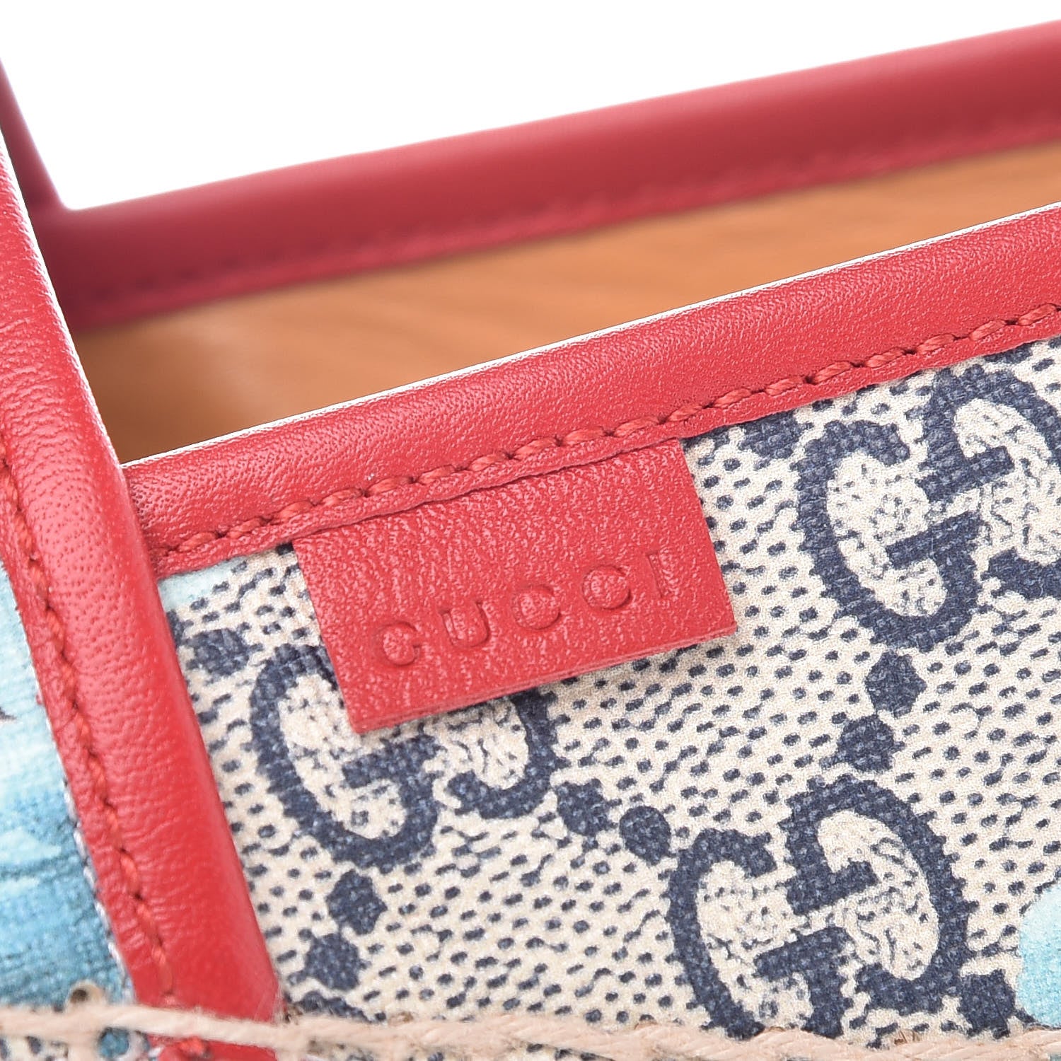 Gucci GG Supreme Monogram Blooms Espadrilles 38 Beige Blue Navy Hibiscus Red 7 of 10