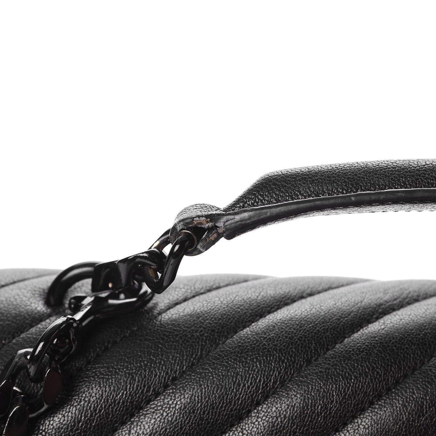 Saint Laurent Sheepskin Matelasse Chevron Monogram Monochrome Large College Satchel Black 9 of 9