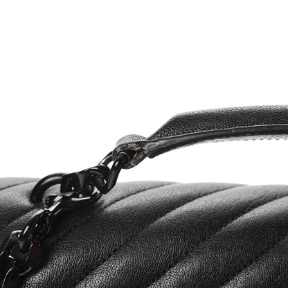 Saint Laurent Sheepskin Matelasse Chevron Monogram Monochrome Large College Satchel Black 9 of 9